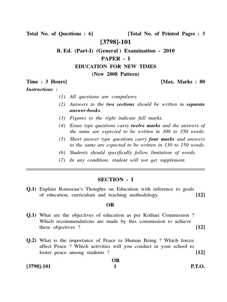 B Ed General Pdf Teachers Learning