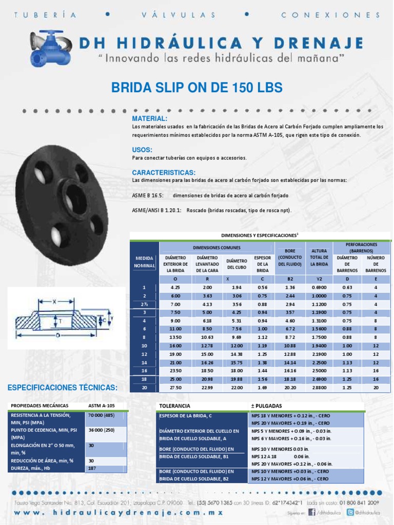 Brida slip on de 150 lbs pdf ingenier a mec nica plomer a