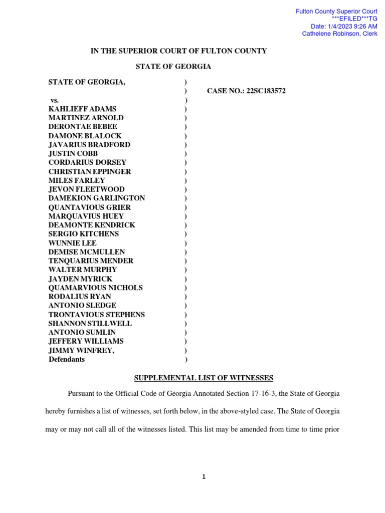 Read The Witness List in The Young Thug Trial | PDF | Law 