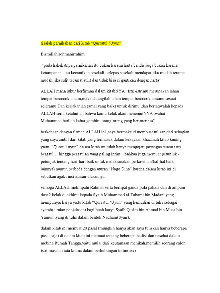 Risalah Pernikahan Dari Kitab Qurrotul Uyun Pdf