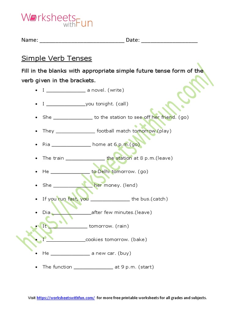Simple Verb Tenses Worksheet 3 | PDF