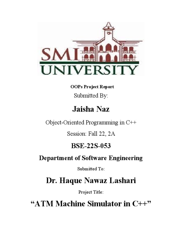 Oops project report ieee pdf automated teller machine personal