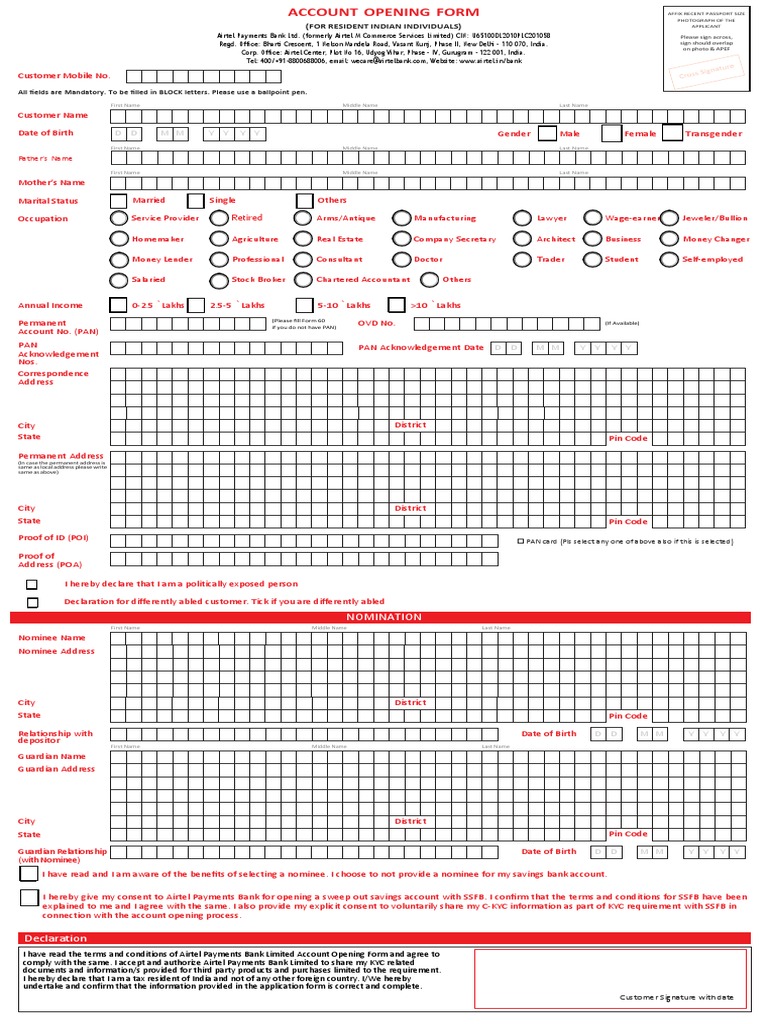 Manual On Boarding Form PDF Personal Identification Number Banking