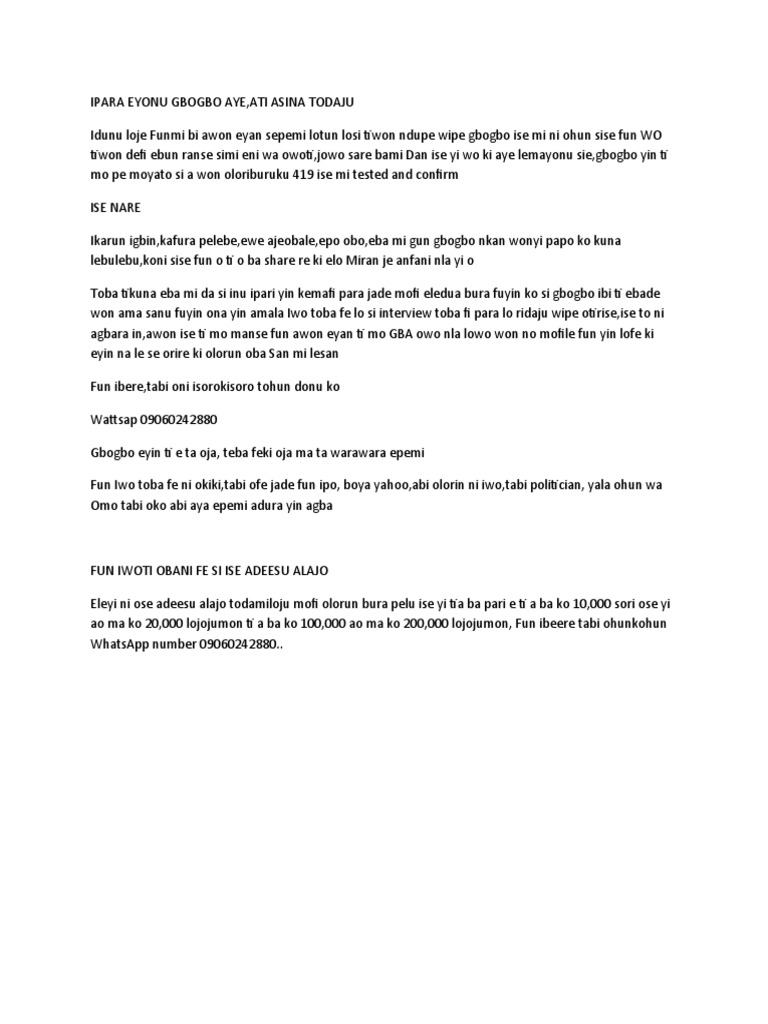 Ipara Eyonu Gbo | PDF