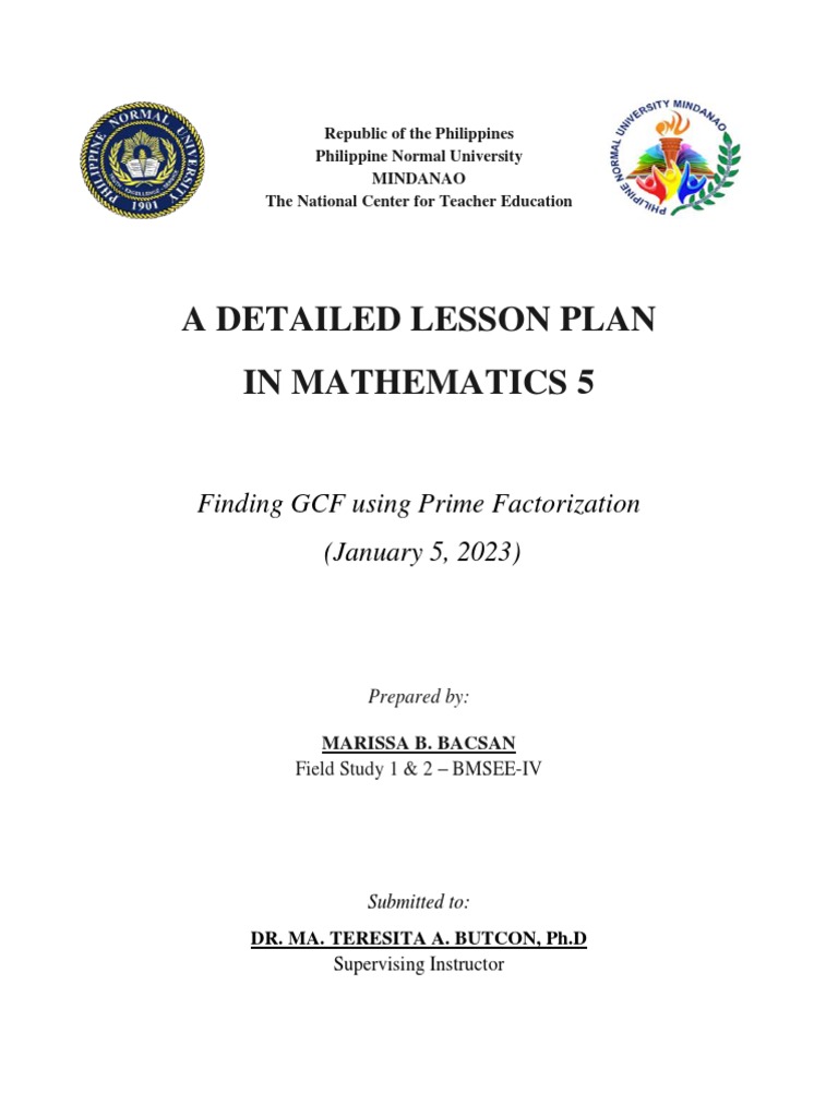 GCF Calculation via Prime Factorization | PDF | Teachers | Lesson Plan