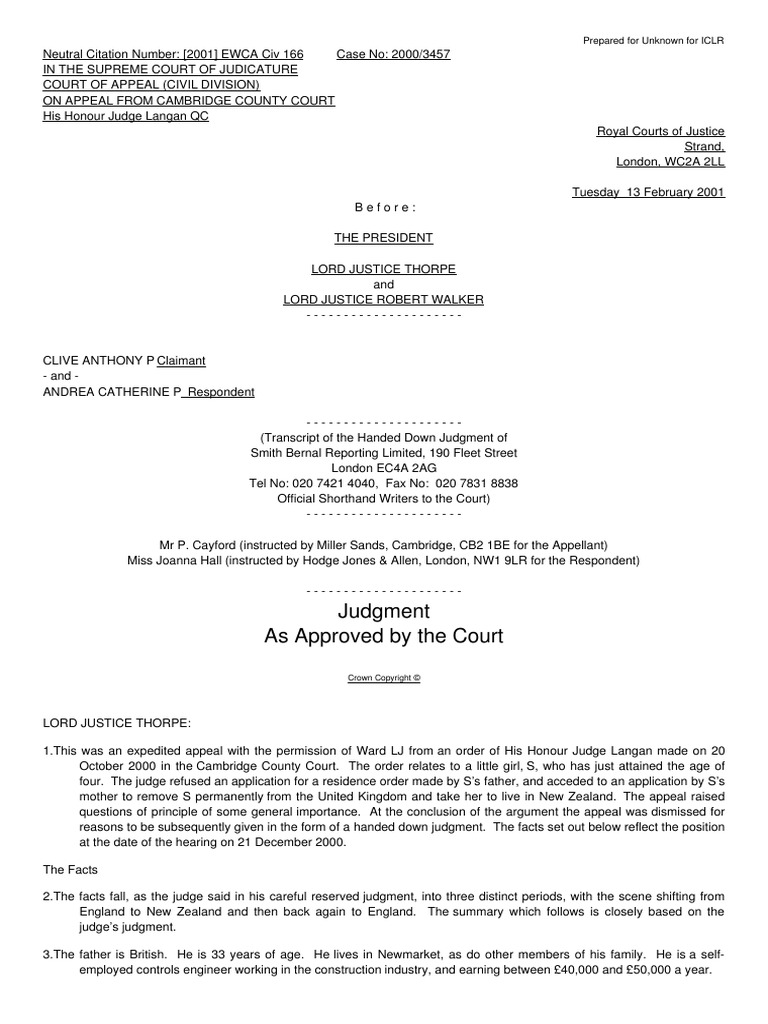 2001 EWCA Civ 166 Payne V Payne PDF