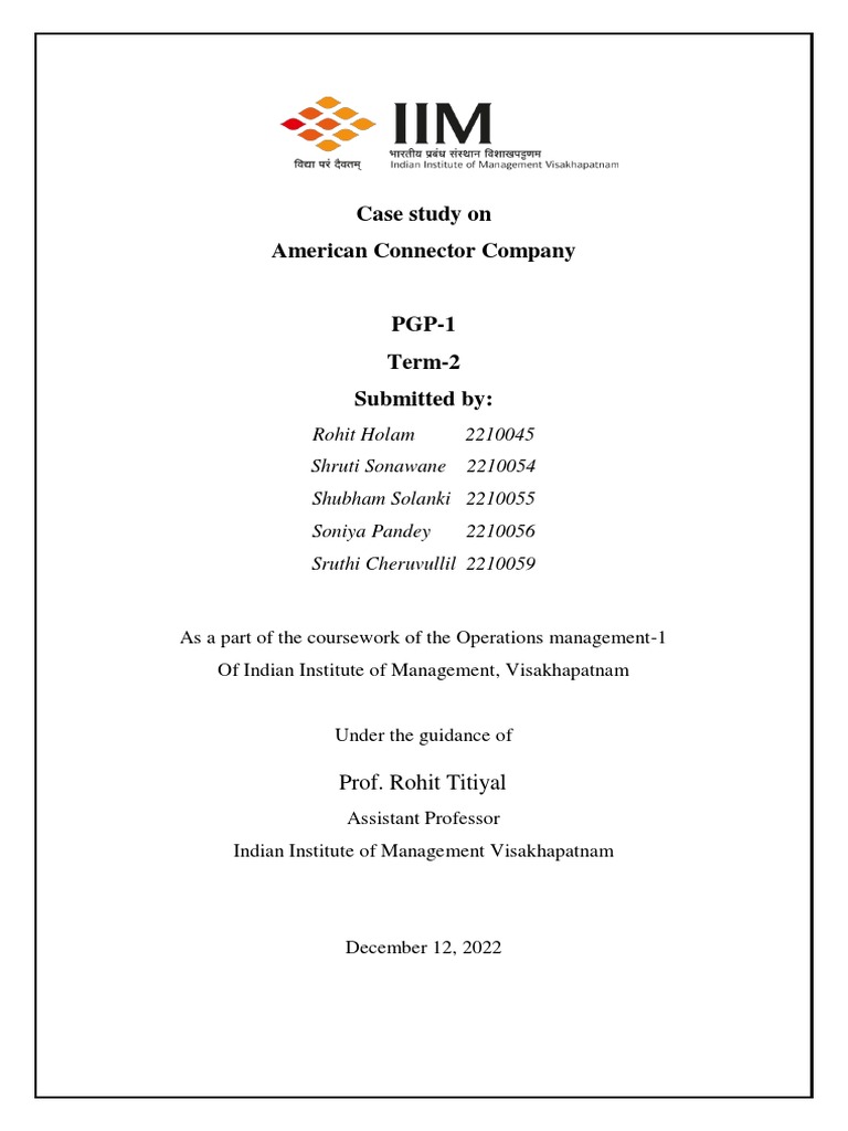 Case study on American Connector Company identifies cost differences