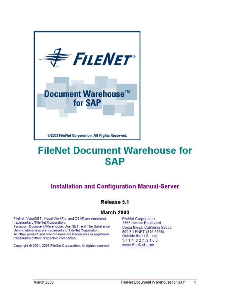 Document Warehouse For SAP Installation Manual PDF Server