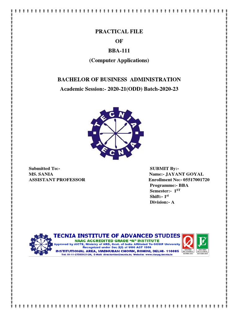 Practical File Bba | PDF | Command Line Interface | Microsoft Excel