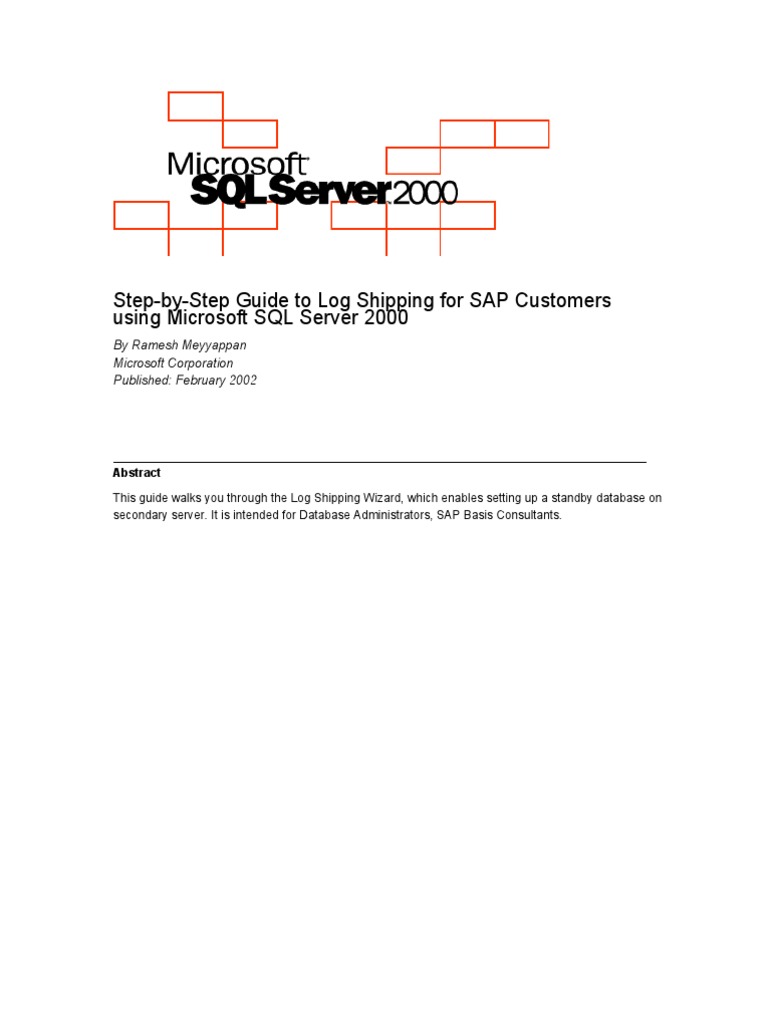 Step-by-Step Guide To Log Shipping For SAP Customers Using Microsoft ...
