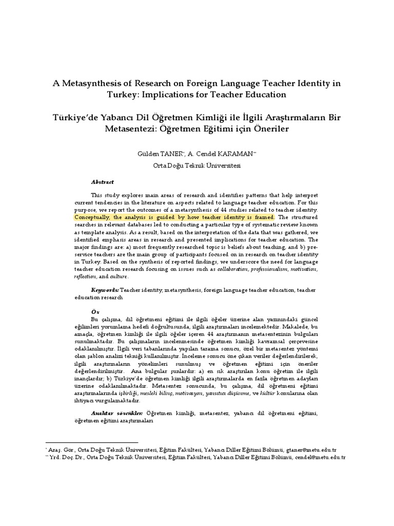 A metasynthesis of research on foreign language teacher identity in