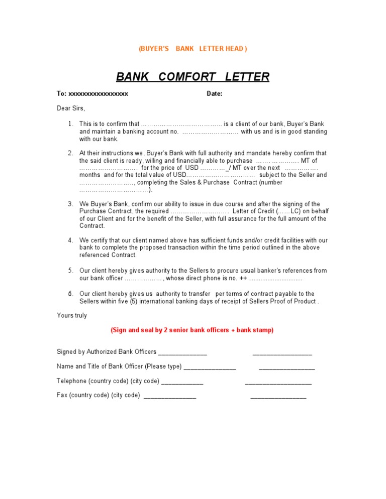Bank Confirmation Letter Sample 3