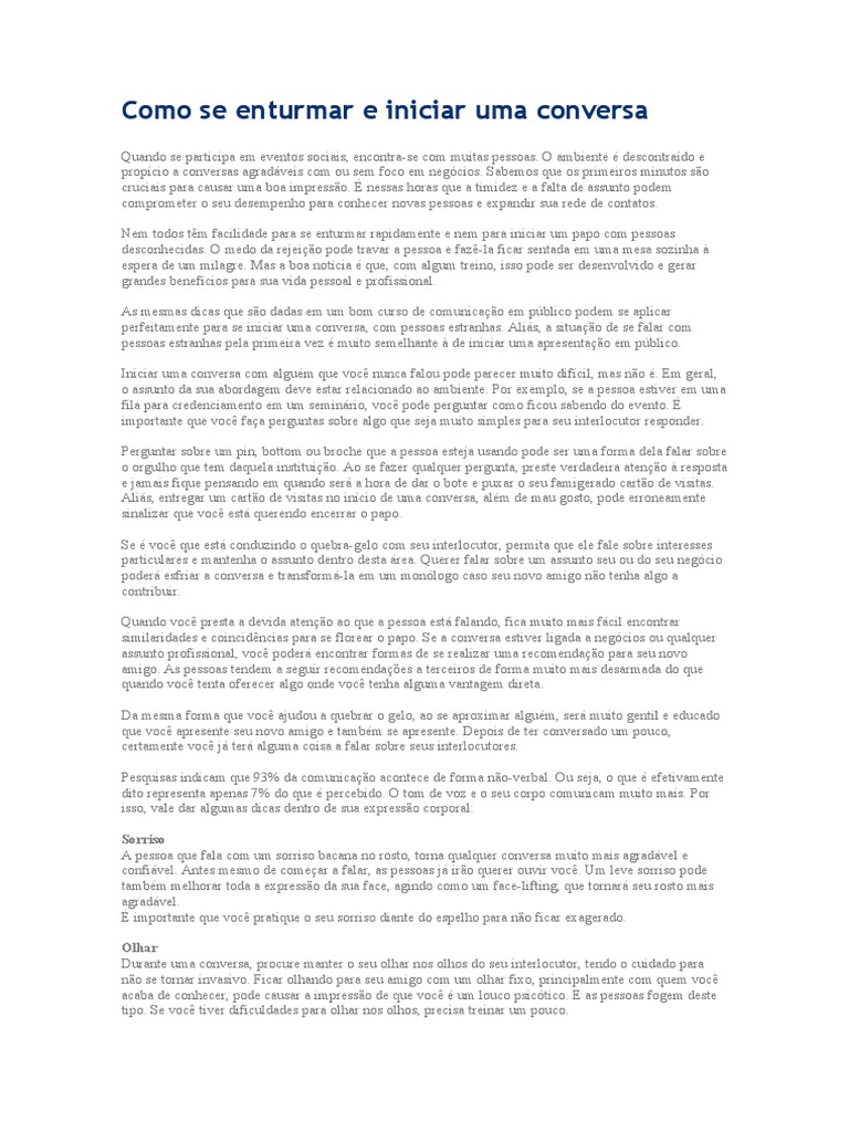 Como se Enturmar em Conversas | PDF | Comunicação