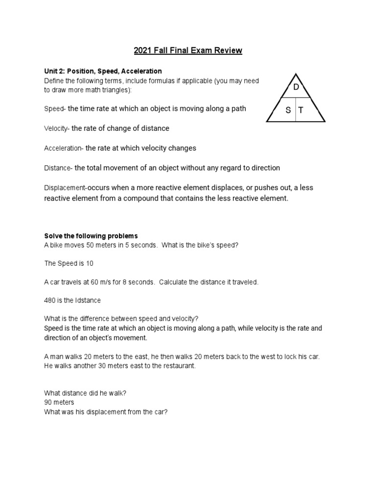 Physics Exam Review: Motion & Energy Concepts | PDF | Waves | Force