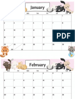 2023 Monday Cat Calendar Pink