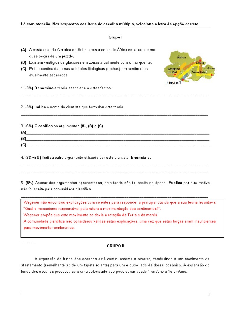 Exercícios sobre Placas Tectônicas 7º Ano | PDF | Placas tectônicas ...