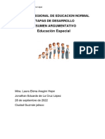 Educación Especial: Centro Regional de Educacion Normal Etapas de Desarrollo Resumen Argumentativo