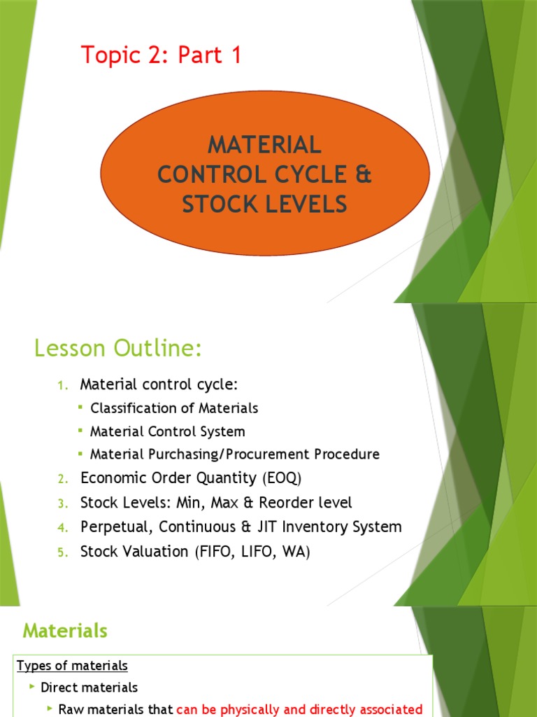ACC416 Topic 2 Part 1 Material Control Cycle & EOQ Slides | PDF ...