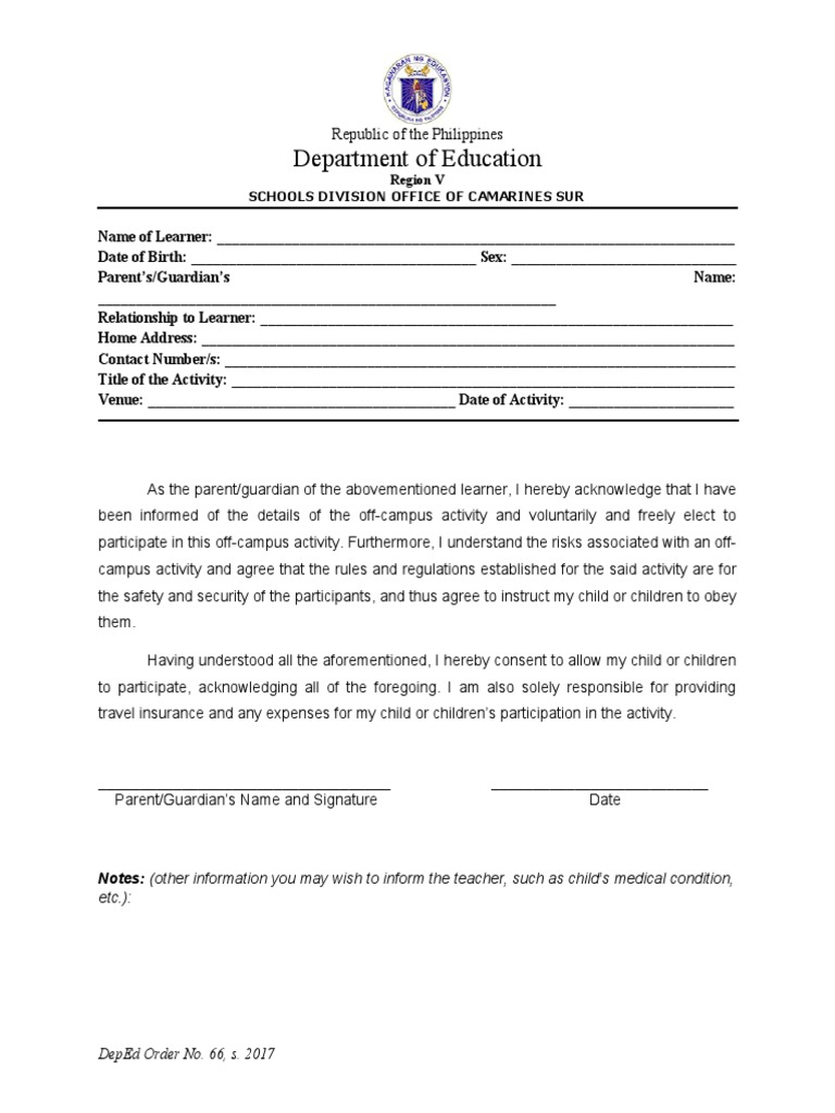 Parent Consent Form for School Activities | PDF | Consent | Social ...