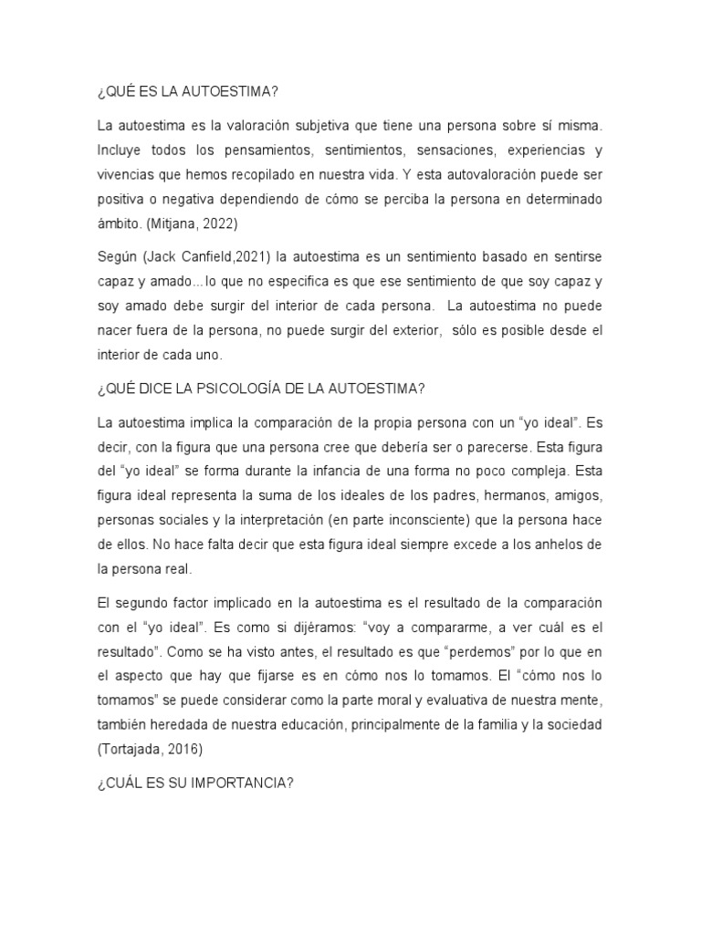 Importancia y Elementos de la Autoestima | PDF | Autoestima | Mente