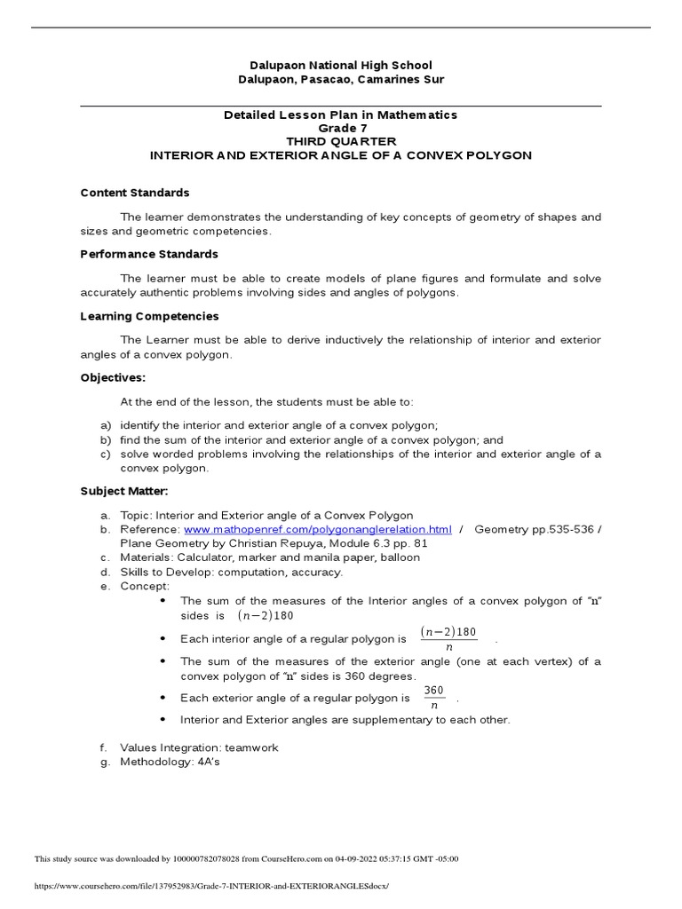 Grade 7 Math: Convex Polygon Angles | PDF | Angle | Geometry