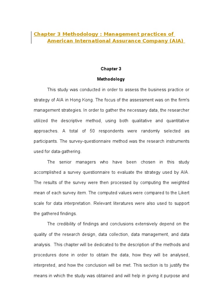 Chapter 3 Methodology | Quantitative Research | Survey Methodology