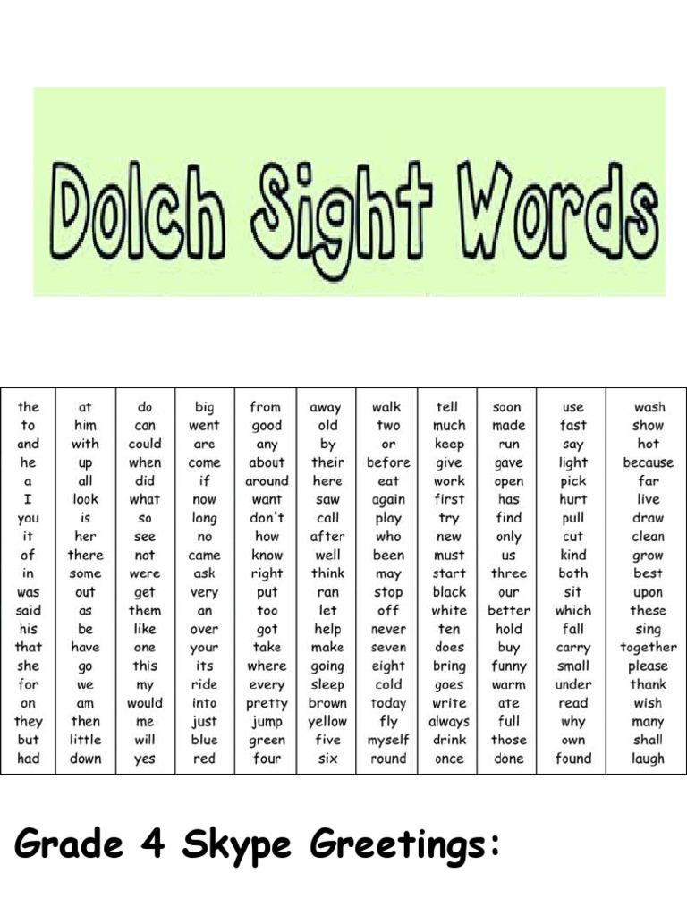 Dolch Sight Words | PDF