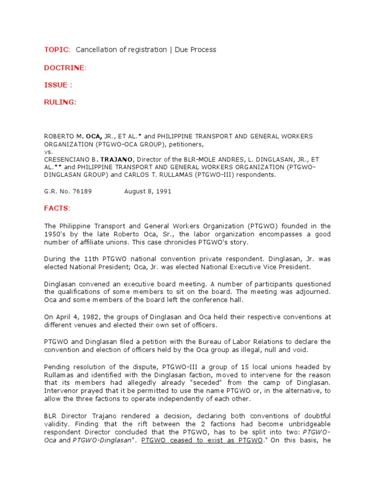 Supreme Court Rules Both Factions of Labor Union Invalid and Orders