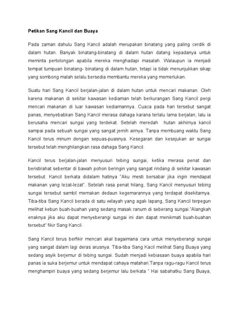 43839749 Petikan Sang Kancil Dan Buaya