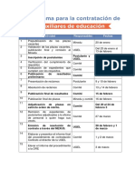 Cronograma para La Contratacion de Auxiliares de Educacion