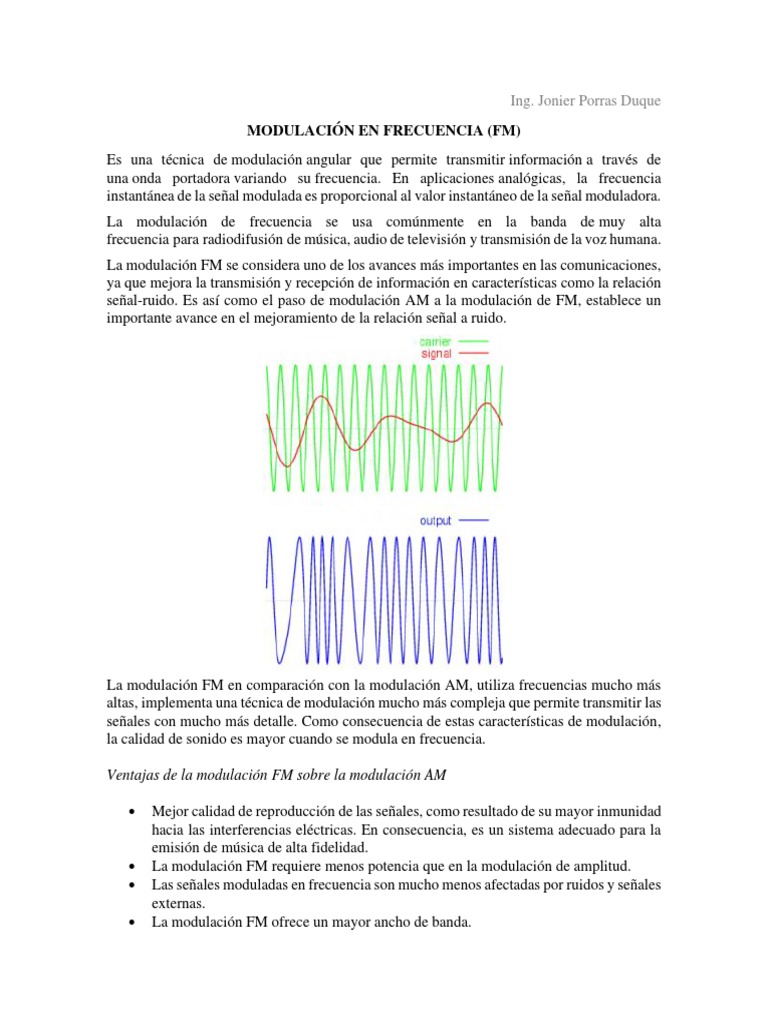 Ventajas de la Modulación FM | PDF | Modulación de frecuencia | Modulación