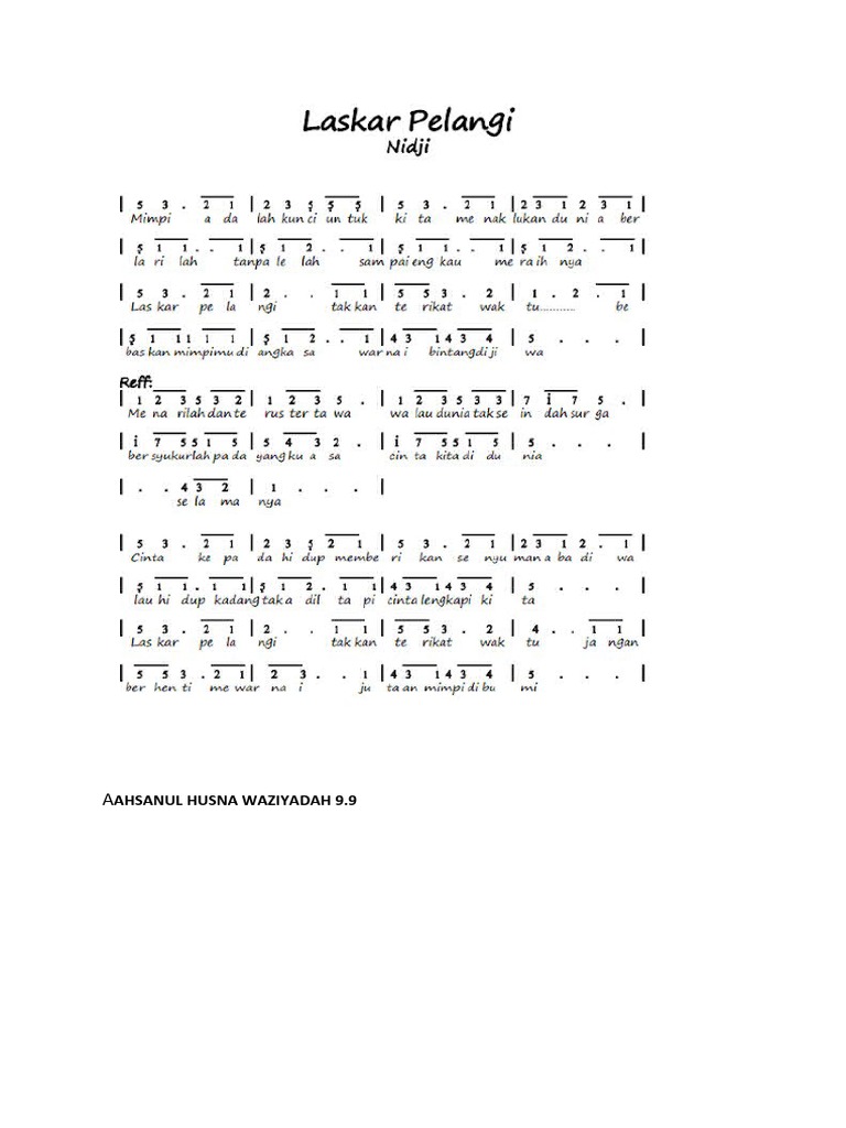 Lirik Lagu Laskar Pelangi | PDF