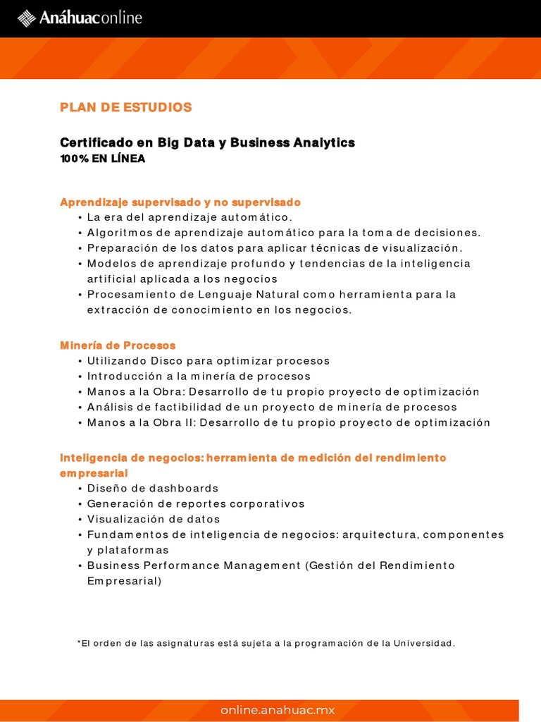Certificado en Big Data y Analytics Online | PDF