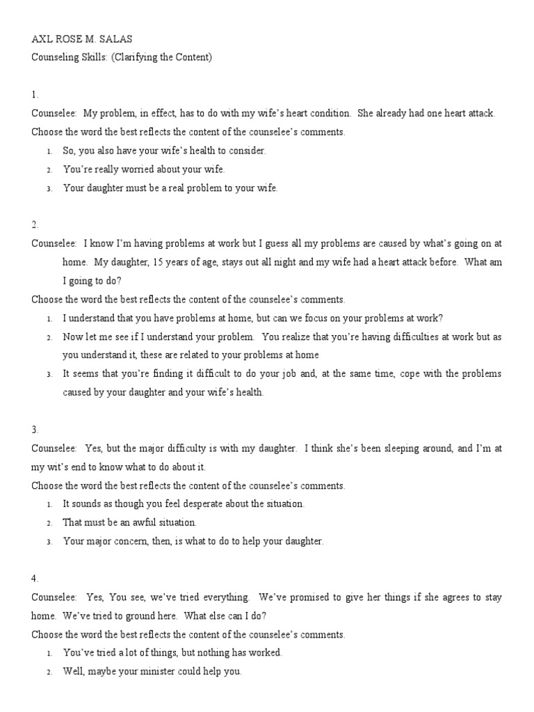 Exercises Clarifying Content PDF Psychology