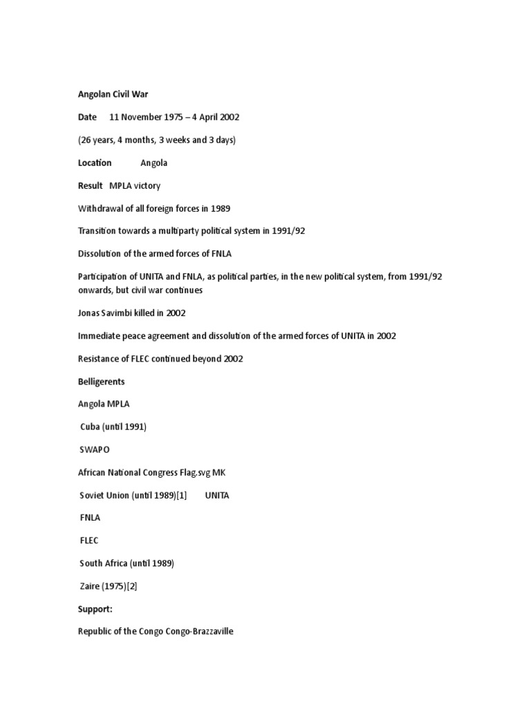 Angolan Civil War Pdf Unita Angola