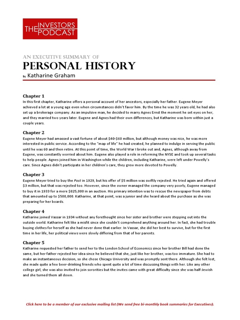 Kathrine Graham Personal History | PDF | Nixon Administration