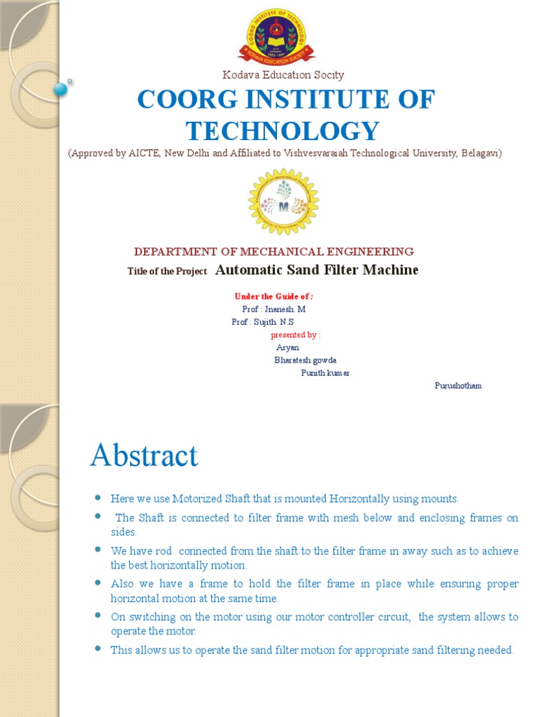 Automatic Sand Filter Machine PDF Electric Motor Machines