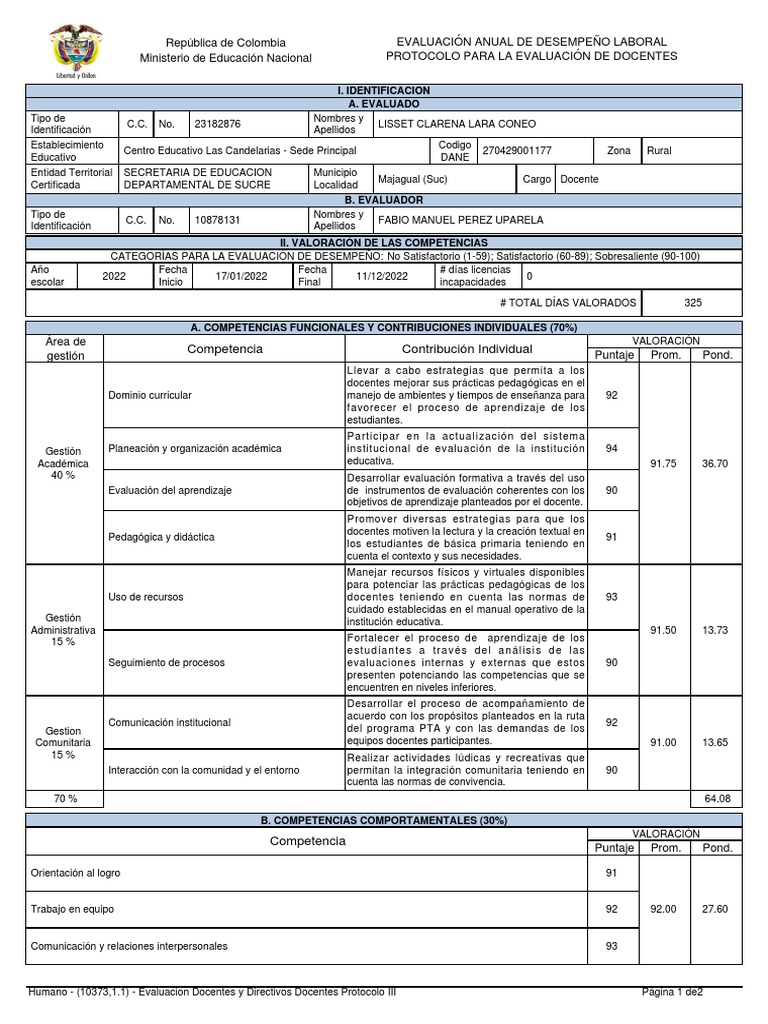 Protocolo Evaluación Docente 2024 | PDF | Evaluación | Maestros