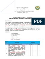 Tagum City National Comprehensive High School OJT Evaluation