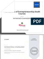 Foundations of Entrepreneurship (Audit Course) : Pathikonda Sivapradeep