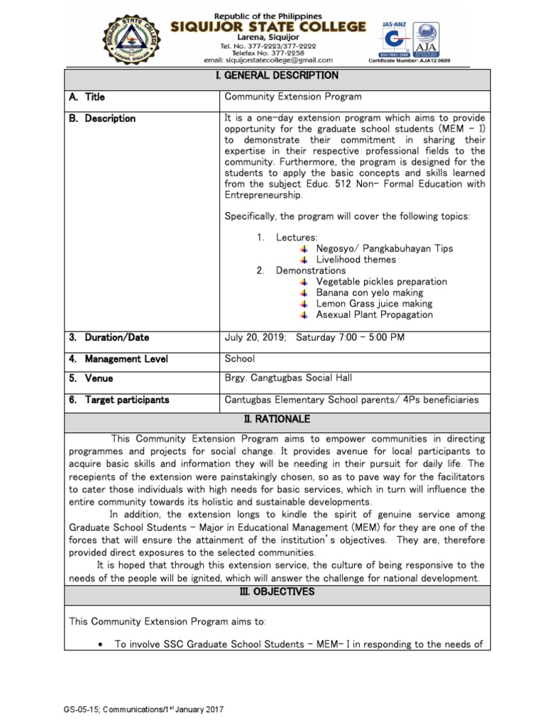 Activity Design For Extension PDF