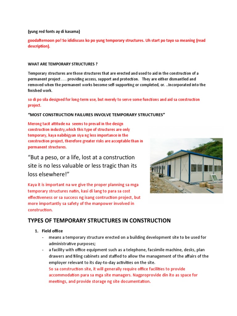Understanding Temporary Structures in Construction | PDF | Scaffolding ...