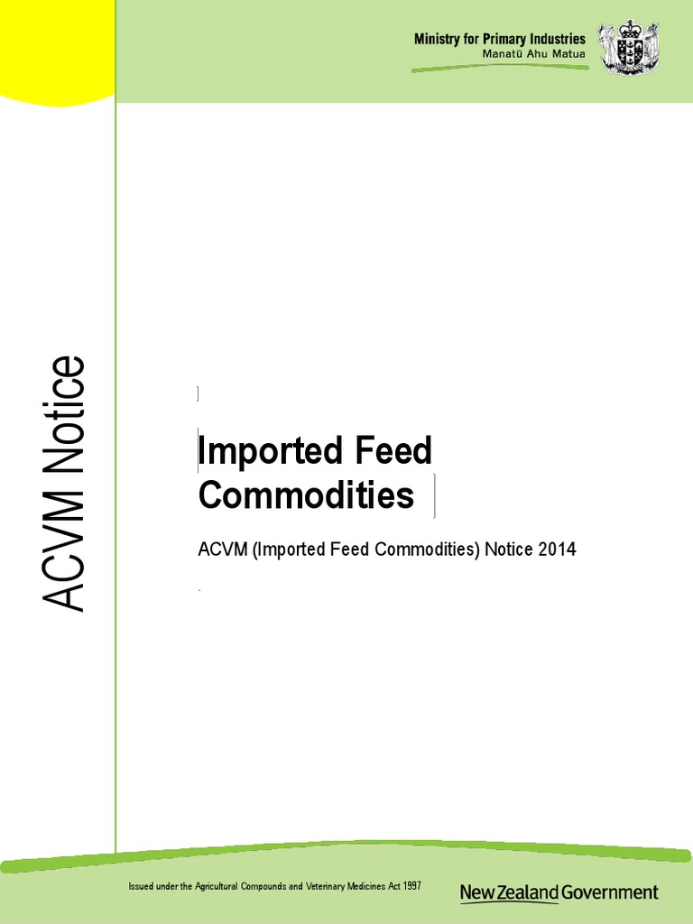 ACVM Notice: Imported Feed Standards | PDF | Verification And ...