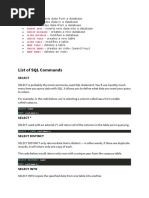 SQL Commands List