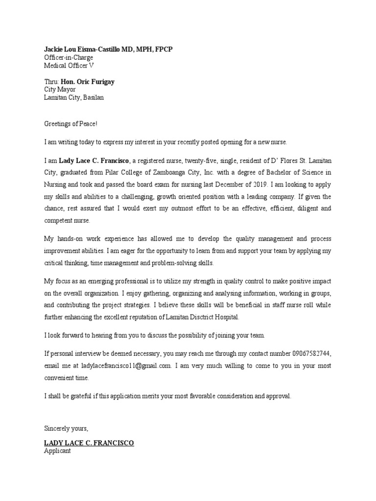 LAdy Application Letter | PDF | Career & Growth