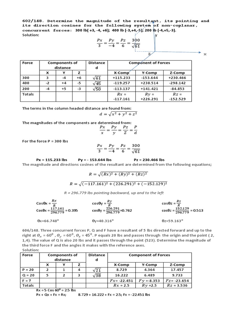 Solved Problems For Chapter 6 FORCE SYSTEMS in SPACE | PDF | Cartesian ...