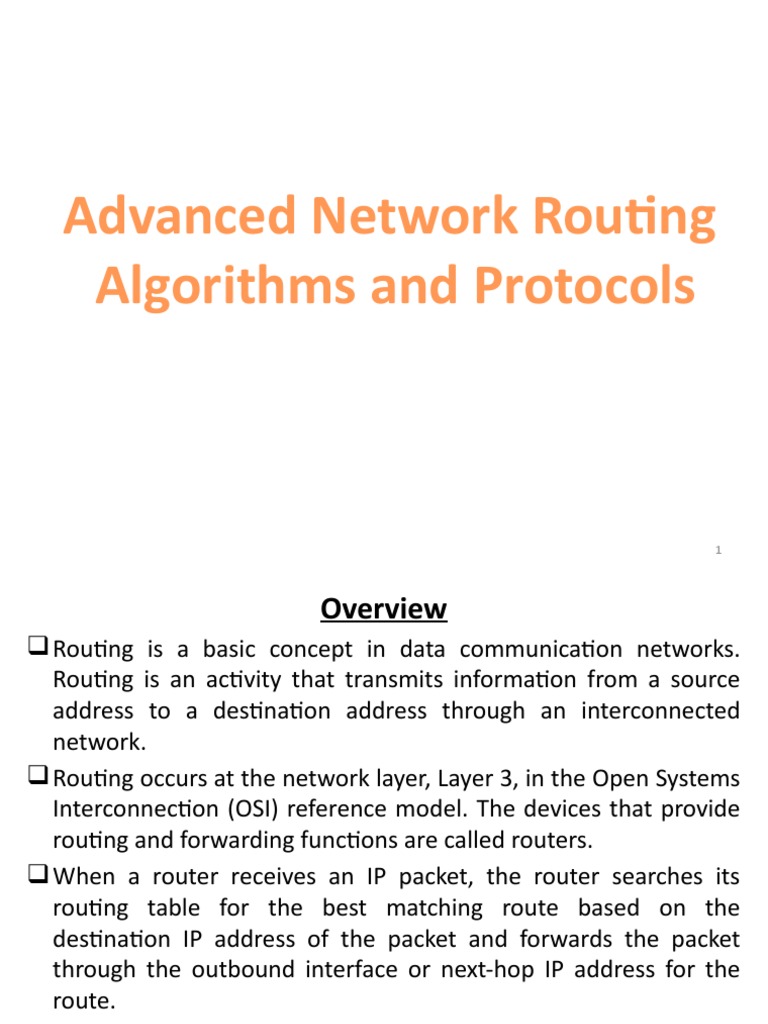 Advanced Network Routing Algorithms and Protocols - 2022 | PDF ...