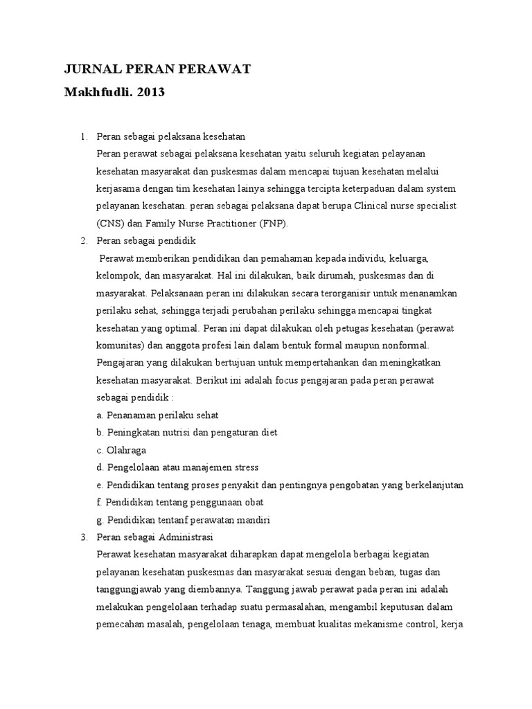 Jurnal Peran Perawat Pdf