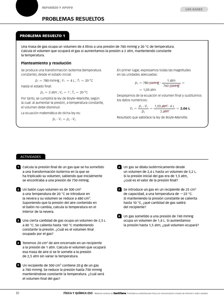 Leyes de Gases: Ejercicios Resueltos | PDF | Gases | Física