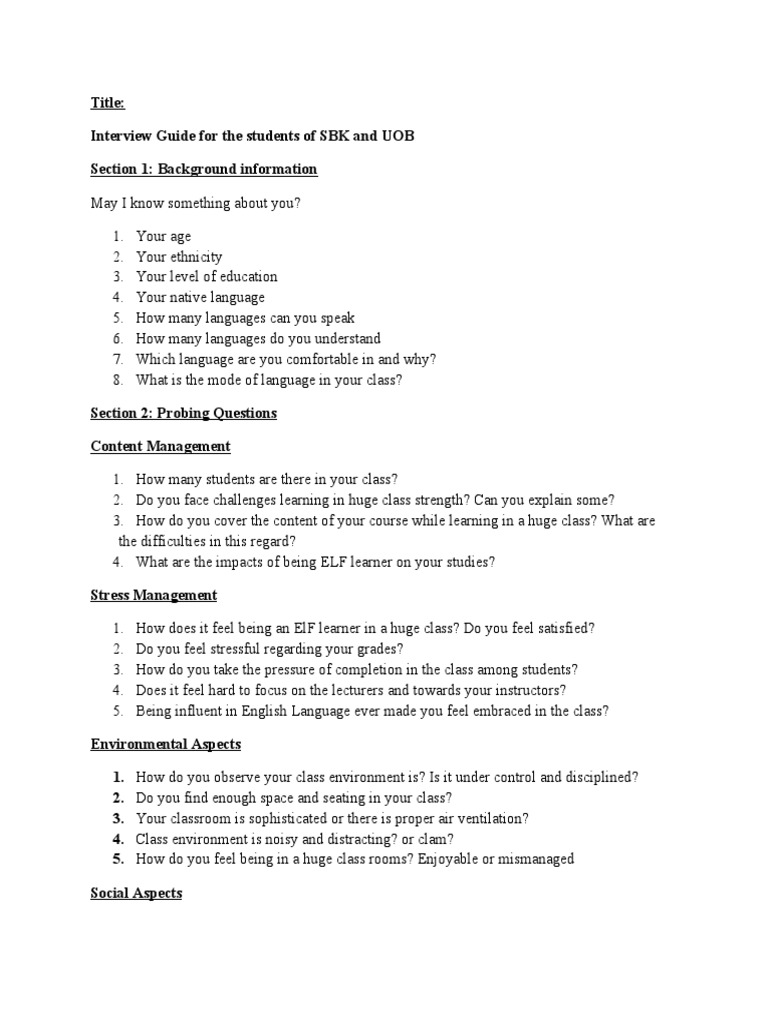 Interview Guide | PDF